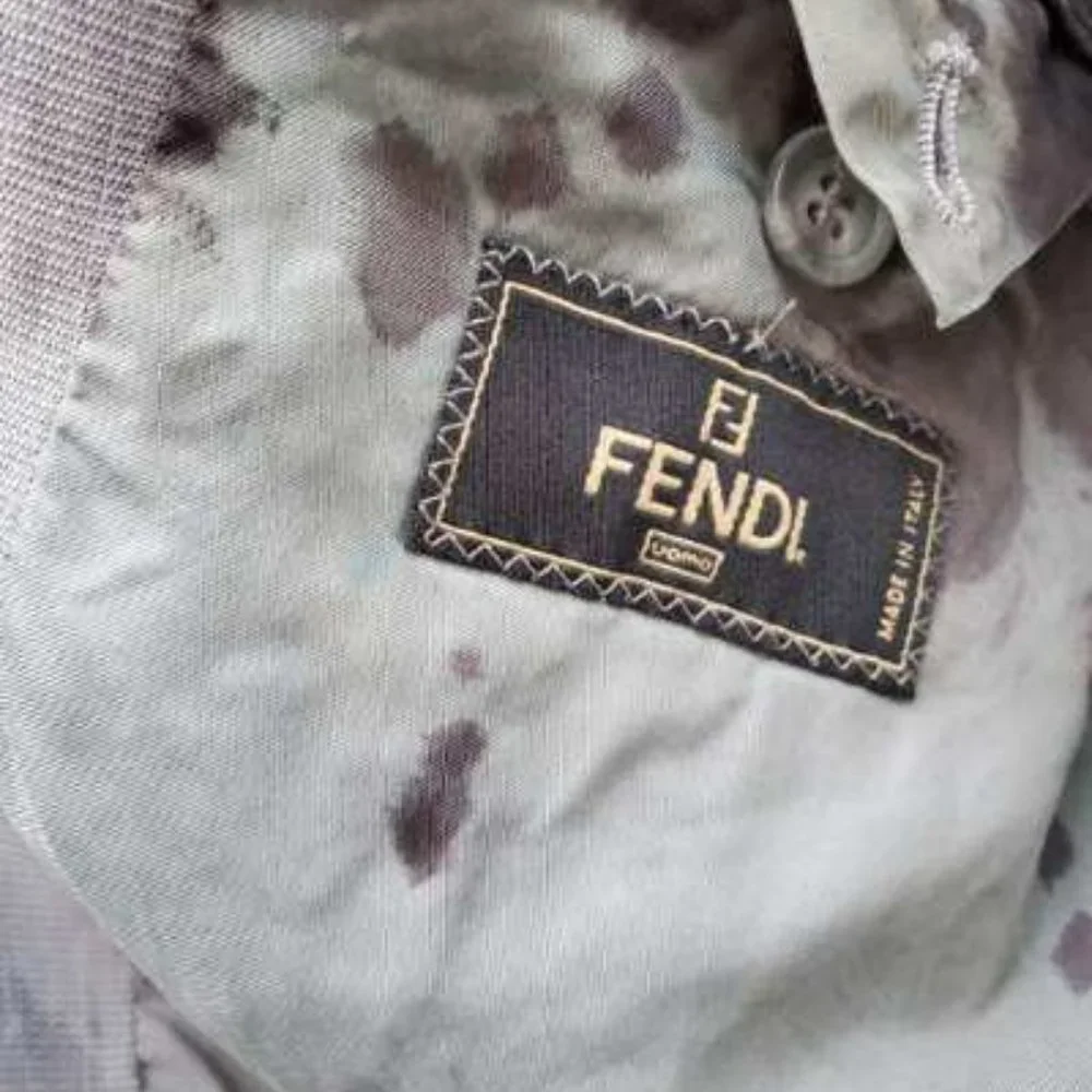 FENDI 50 wool gray grey black blue purple blazer jacket tie dyed unisex Med Larg